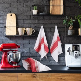 LFH Home Kitchen Dish Towels - 100% Natural Cotton Highly Absorbent Quick Dry Machine Washable Dish Cloths Tea Towels Bar Towels Washing Drying Dishes and Household - 18x28 Inch - Red