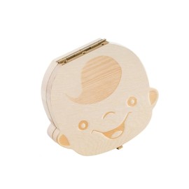InnovaGoods - Baby Erinnerungsbox, Aufbewahrung für Milchzähne, Nabelschnur & Lanugo, Kiefernholz, Beschriftbarer Deckel, Kompakt & Leicht, Klassisch, Kunststoff