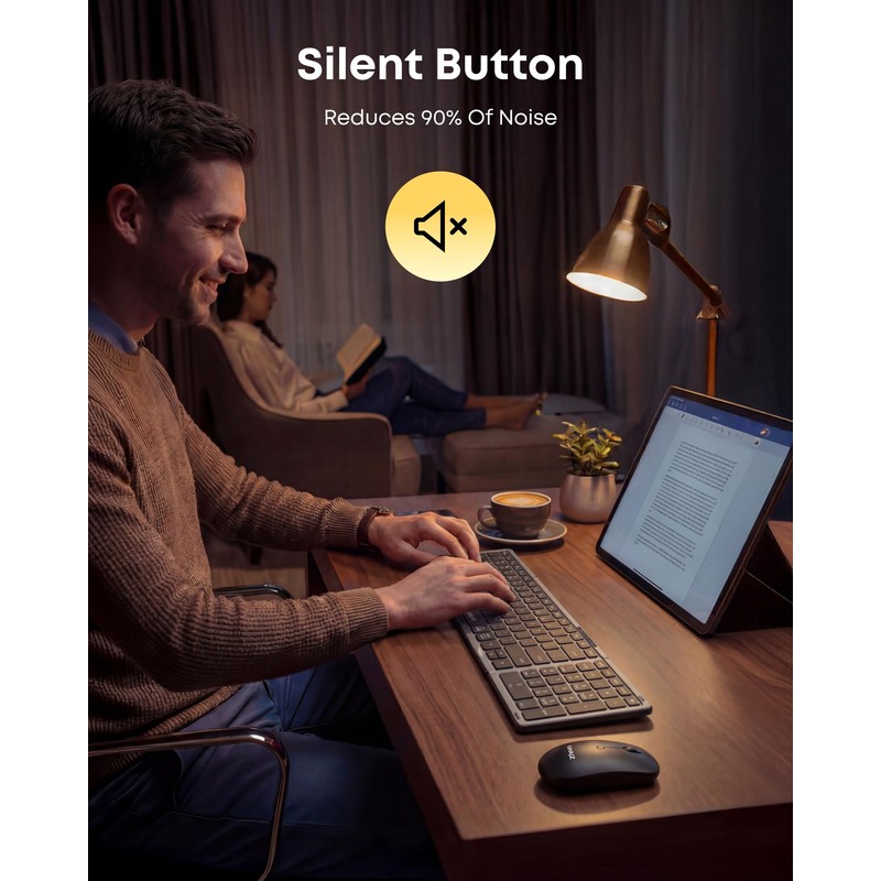 Ghajz Portable Foldable Keyboard and Mouse Combo, Bluetooth×2+USB A+USB C(4
