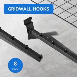 POKOTO 6 Ball Waterfall for Grid Wall and Wire Grid Wall Hangers Gridwall Hooks for Displaying Grid Wall Accessories Clothing Retail Shirt Housewares Rack Vendor Events (8, Black)