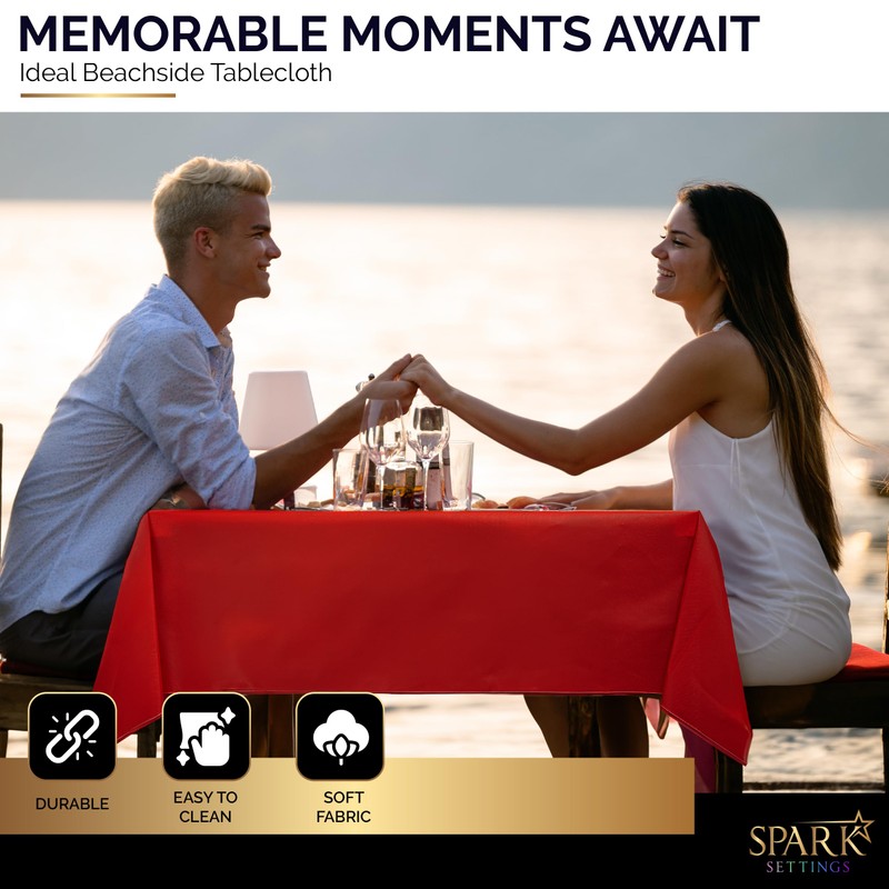 Amcrate Rectangular Plastic Red Reusable Tablecloth Cover - Ideal for