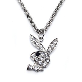 GAUEIOUR Cute Rabbit Necklace,Street Hip Hop Punk Necklace,Stainless Steel White Diamond Necklace,Art Retro Fashion Necklace,Cartoon Versatile Accessories