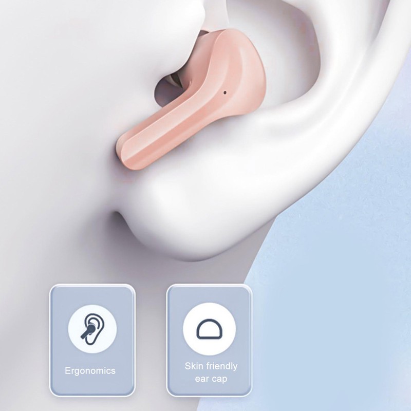 Wireless Bluetooth Earphones Noise Reduction Headphone Digital Display Rechargeable Pink