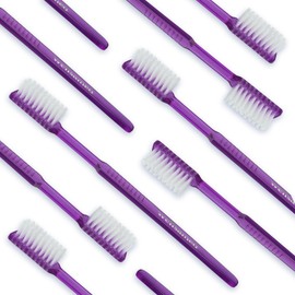 Wellsamed Wellsabrush Pack of 100 Disposable Toothbrushes Impregnated with Toothpaste Purple Ideal for Travel and Travel