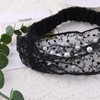 Pearl Lace Headbands for Women Wide Head Wraps Stretchy Lace