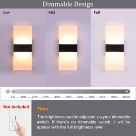 Lightess Modern Wall Sconce 12W Indoor Acrylic Modern Wall Light Set of 2 LED Wall Lamp for Hallway Living Room Corridor Bedroom, Warm White