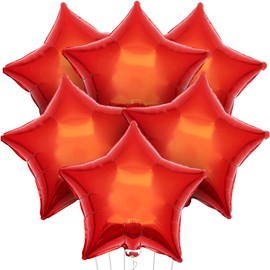 KatchOn, Red Star Balloons Foil - 18 Inch, Pack of 6 | Red Mylar Balloons for Red Birthday Decorations | Red Mylar Star Balloons | Christmas Balloons for Christmas Decorations | Star Shaped Balloons