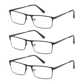 HIGHLIKE 3 Pack Blue Light Blocking Reading Glasses for Men Women Spring Hinge Readers - Anti Eyestrain/Glare/UV, 3 Black 2.0 x