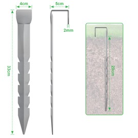 JYiuog Ground anchor for trampoline, ground anchor for trampoline and event tents, outdoor, trampoline attachment ground, ground hook, trampoline anchor, silver