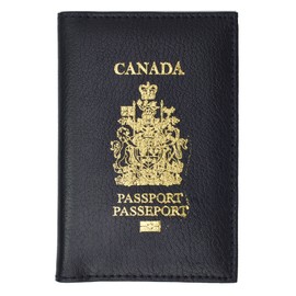 Canada Passport Wallet Genuine Leather Passport holder with Emblem (Blue)