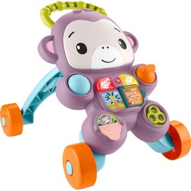Fisher-Price Baby Push Toy Learn with Me Purple Monkey Walker Musical Learning Activity with Lights for Infants Ages 6+ Months