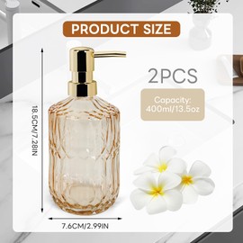 Vilike Dispensador jabon manos vidrio,400ml-13.5OZ,Dispensadores de jabón líquido de Manos para baño y Cocina líquido,Jabón de manos,gel de ducha,detergente para ropa, champú Apto fregaderos y lavabos