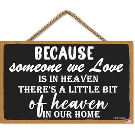 SEIFUD Inspire Boards 11 X 6 Inch Wood Sign Because Someone We Love is in Heaven There's a Little Bit of Heaven in Our Home, Quote Sayings Home Wall Decor Wooden Signs Rustic Farmhouse Hanging Wall