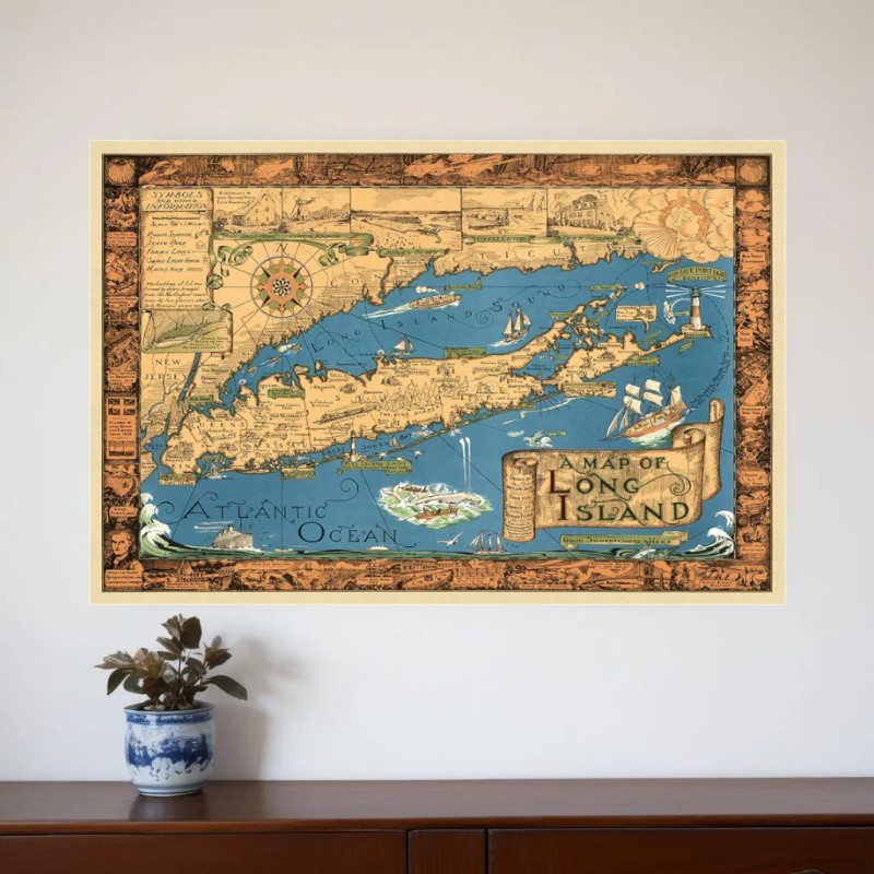 Homeroots 20" X 30" Vintage 1933 Map Of Long Island