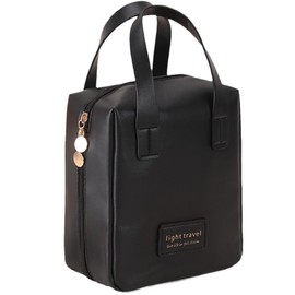 Bolsa de Maquillaje de PU de Primera Calidad, Bolsa de Cosméticos de Viaje de Gran Capacidad, para Hogar Vacaciones Viaje Baño (Negro)