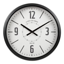 La Crosse Clock 404-3041C 16-Inch Sullivan Black Industrial Quartz Analog Wall Clock