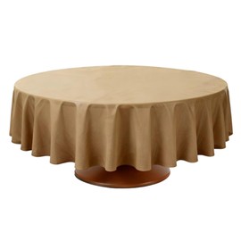 HSBWORG 84 Inch Christmas Decorations Brown Round Tablecloth Disposable PE Material Elastic Party Decorations Weddings Proms Birthdays Graduate Holidays Disco Party Dance Patio Picnic Various