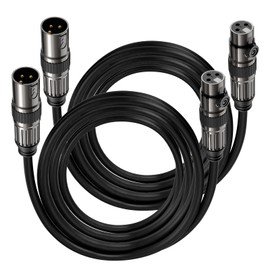 XLR Microphone Cables, 2 Pack 10 Feet Oxygen-Free Copper 3-Pin Male to Female Microphone Cable for Speaker, PA System, Podcast Audio Mixer, Studio Monitors, Audio Recording and More