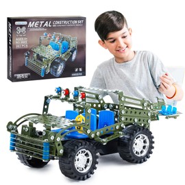 Stem Toys for Boys Age 8-12 - Off-road Metal Model Car Kits, 283pcs Stem Building Toys Kits, Army Toys for 8-10，STEM Projects for Kids 10-12, 12-14 Engineering Gifts Toys for Ages 14 and Up Adults