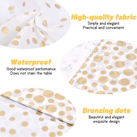 Volumoon Pack of 2 Gold Dot Party Tablecloths, 137 x 274 cm Party Birthday Wedding Tablecloth, Plastic Tablecloths, Rectangular Table Cover, Garden Tablecloth, Waterproof Tablecloths