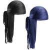 2 Pieces Durag with Long Tail, Unisex Durag Men Silk