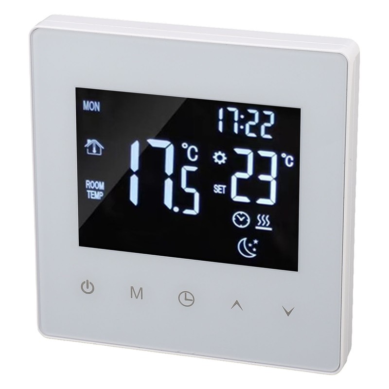 White Intelligent Thermostat Touch Screen 16A LCD Display Smart Temperature