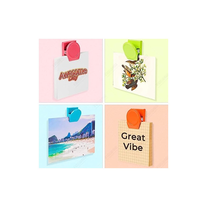 6 Pieces Multi Colour Magnetic Metal Clip, Fridge Whiteboard Wall