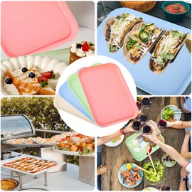 4 Pack Multicolo Plastic Serving Trays for Party Serving Food - Rectangular, 8.66 by 12 in, Heavy Duty Dessert Trays for Food Erving Platters for Party Tray Decor Veggie,Snack
