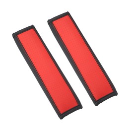 VekAuto 2pcs Universal Seat Belt Shoulder Pad Car Safety Strap Covers Neck Mat for Comfortable Driving Faux Leather Hole Black Red Auto Accessories
