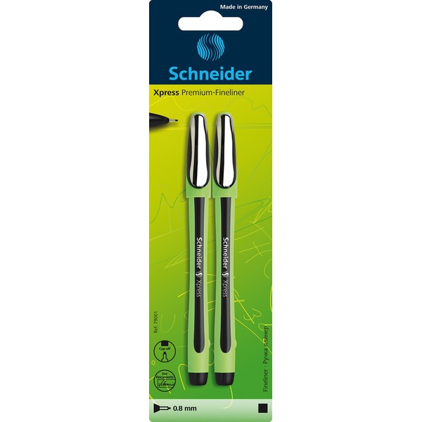 Schneider 79001, Fineliner xpress, 0.8, Pack of 2, black