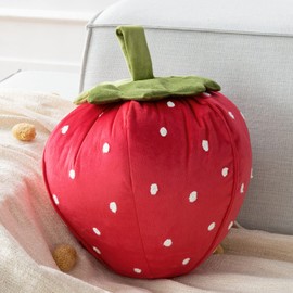 Phantoscope Fruit Shaped Pillows Series Strawberry Shaped Throw Pillow, Fun Home Decor of Fruit Themed Shaped Cushions, Decorative Shaped Pillow for Couch Bed and Chair, Red, 10 x11 inches