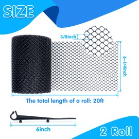 Air Jade Gutter Guard, 6" x 40Ft Plastic Gutter Guards Mesh, Gutter Leaf, Twig, Branch Filter with Clips for Easy DIY Installation, Universal Fit 4", 5", 6" Gutter System, Black