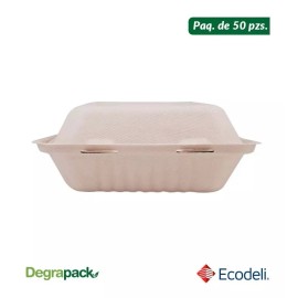 Degrapack Paq Con 50 Pzs De Contenedor Con División Biodegradable 8x8