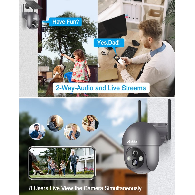 ANRAN 2K Outdoor Surveillance Camera WiFi 360 Degree Swivelling Wireless