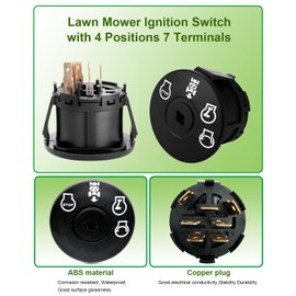 532193350 Lawn Mower Ignition Switch with 2 Keys 4 Position 7 Terminals,for AYP, Husqvarna, Craftsman, Sears, Poulan Lawn Mower Rider,Replaces for 6900-49P1、33457、21546319、448017800、725-07527、705064