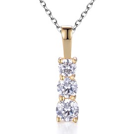 Ladies 9 Carat Gold on 925 Sterling Silver 1.05 Carat White Sapphire Trilogy Pendant & Necklace