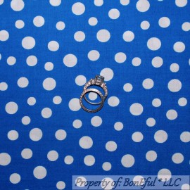 Benartex BonEful Fabric FQ Cotton Quilt Blue White Polka Dot Calico Bubble Small Little S