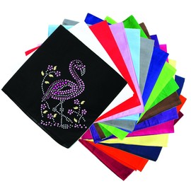 Dog in the Closet, Pink Flamingo with Nailhead Flowers - Rhinestone Dog Bandana - Choice of Color