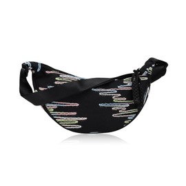 AfitLulu Crescent Shoulder Bags for Women with Adjustable Shoulder Strap, Nylon Small Handbags Women’s Crossbody Bag Embroidery Crescent Bag Crossbody Dumpling Bag with Zipper (Black)