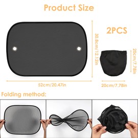 Car Sun Shade Baby Pack of 2 Sun Visors for Side Windows, UV Protection, Suction Cups, 50 x 30 cm, Practical Accessory for Children