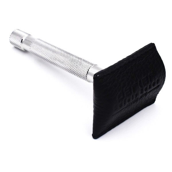 Parker's Genuine Leather Double Edge Safety Razor Protective Sheath/Travel Cover - Fits all standard safety razors - Color: Black