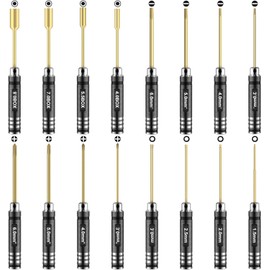 RCpow RC Car Tool Kit - 16pcs RC Screwdriver Tool Set Includes Flat, Phillips, Hex, Titanium Steel RC Tool Set Hex Driver Set RC Tool Kit with RC Tools Storage Bag for RC Car Drone Helicopter Models
