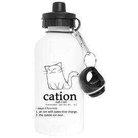 Cat-Ion Science Puns Aluminium White Water Bottle with Screw Cap White Water Bottle with Screw Cap