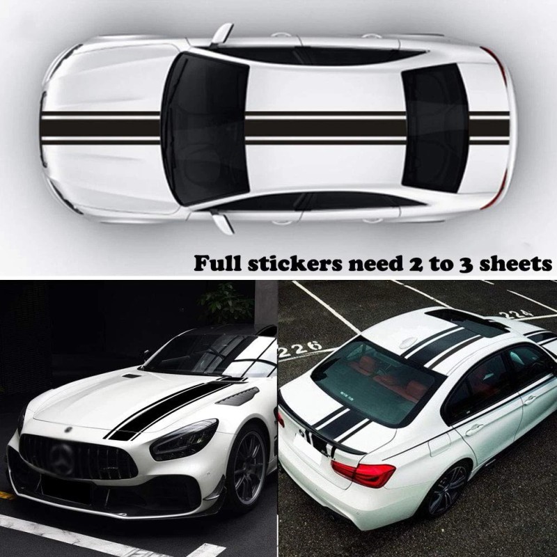 Leasinder 49"x 8.7" Car Hood Stripe Sticker Auto Racing Stripes