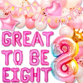 Roaring Good Time Great to Be Eight Birthday Decoration Girls Eight is Great Birthday Balloons 8 Years Old Birthday Decoration Girls 8th Birthday Decoration