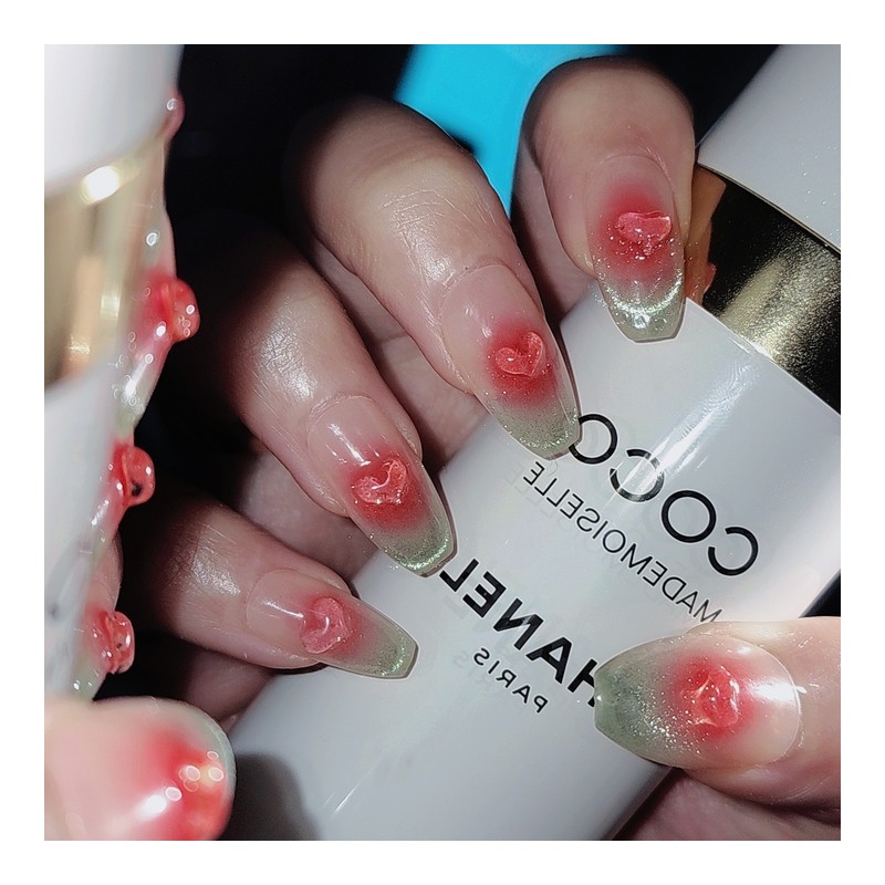 Watermelon Bar [Handmade Nail Tips] - Coffin / 수박바 [수제네일팁]