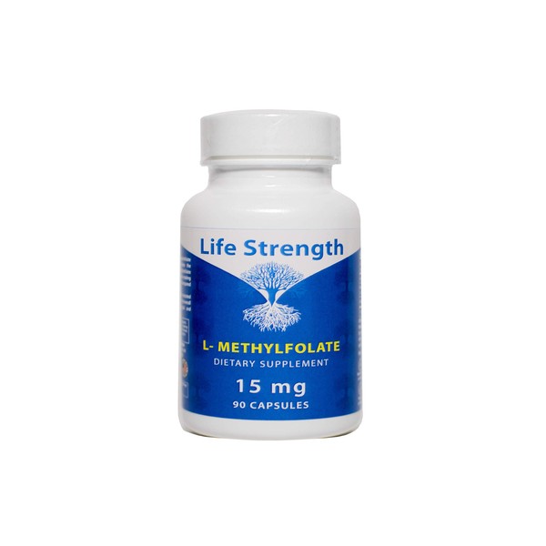 Life Strength L-Methylfolate 15 MG, Optimized & Highly Bioactive Methyl Folate, 5-MTHF Supplement for Mood and Immune Support, Natural Diet Supplement for Energy, Non-GMO & Gluten-Free, 90 Capsules