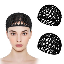 ZEYIYER Black Mesh Hair Wrap, Crochet Hair Net, Hair Wrap Net for Sleeping, Hair Bonnets Hair Nets Sleep Caps Hairnets Wig Hair Net for Women