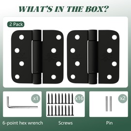 Self Closing Hinge 4 Inch Matte Black Auto Close Door Hinges Adjustable 4 Inch Spring Hinges 4"x 4" Door Closer Hinge 5/8" Radius Corner for Commercial Grade Auto Self-Closing UL Listed, 2 Pack