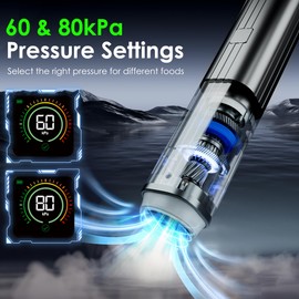 Vacuum Sealer, Portable handheld Vacuum Sealer, (Portable Food Sealer + 30 Reusable Vacuum Bags) With LED pressure display, 2-Speed Pressure Control (60/80 Kpa)